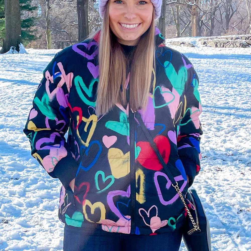 Graffiti heart puffer jacket